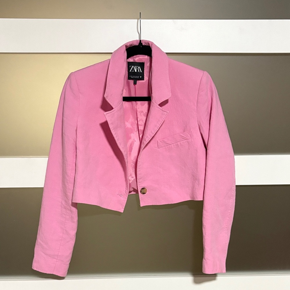 Zara Vibrant Pink Cropped Blazer